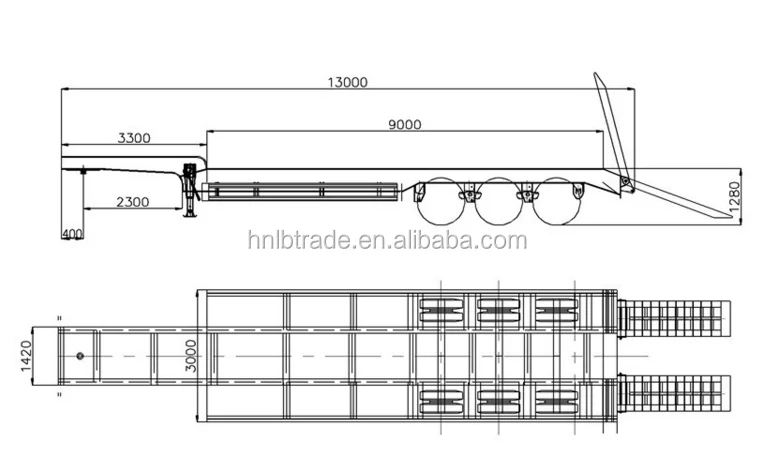 60t Heavy Loading 3 Axle Excavator Shipping Semi Trailer Trucks , High Quality Lowbed Semi Trailer