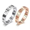 New Fashion Gold Plated Couple Rings With Diamond Stainless Steel Lucky Number Roman Numeral Spinner Ring