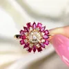 Newest 925 Sterling Silver Rose Pink Gold Natural Ruby Ring