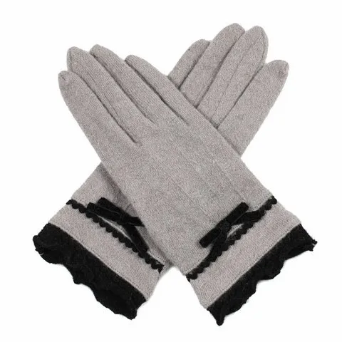 Cheap Cute Sexy Ladies sweet Wool Dress Gloves with Belt Bow Trimming for Women and Girls
