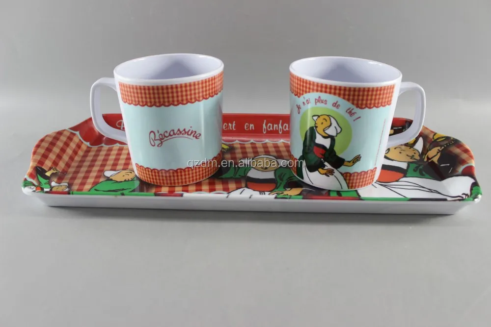 melamine serving tray and cup set