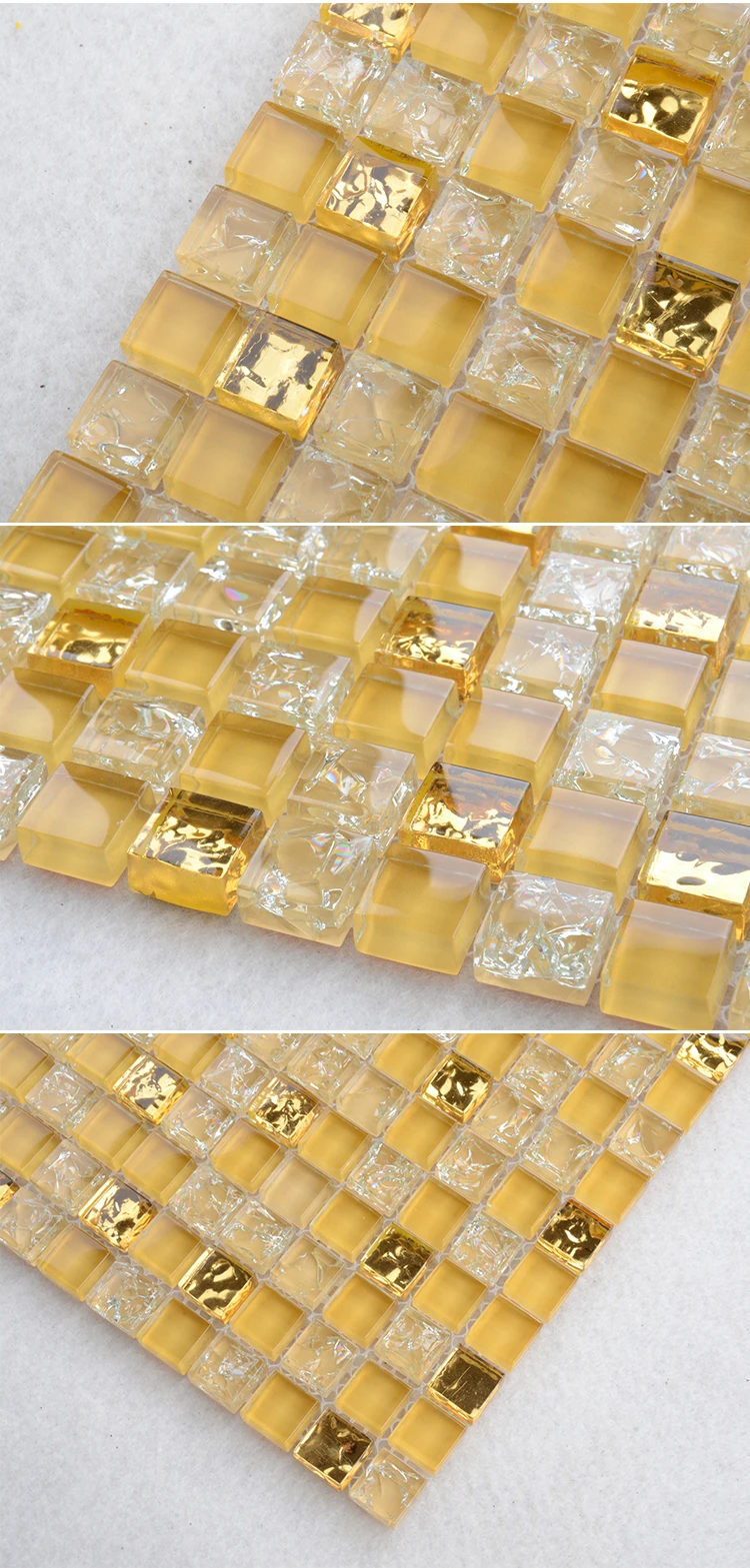 Germany commercial use china gold glass mosaic broken yellow backsplash tiles