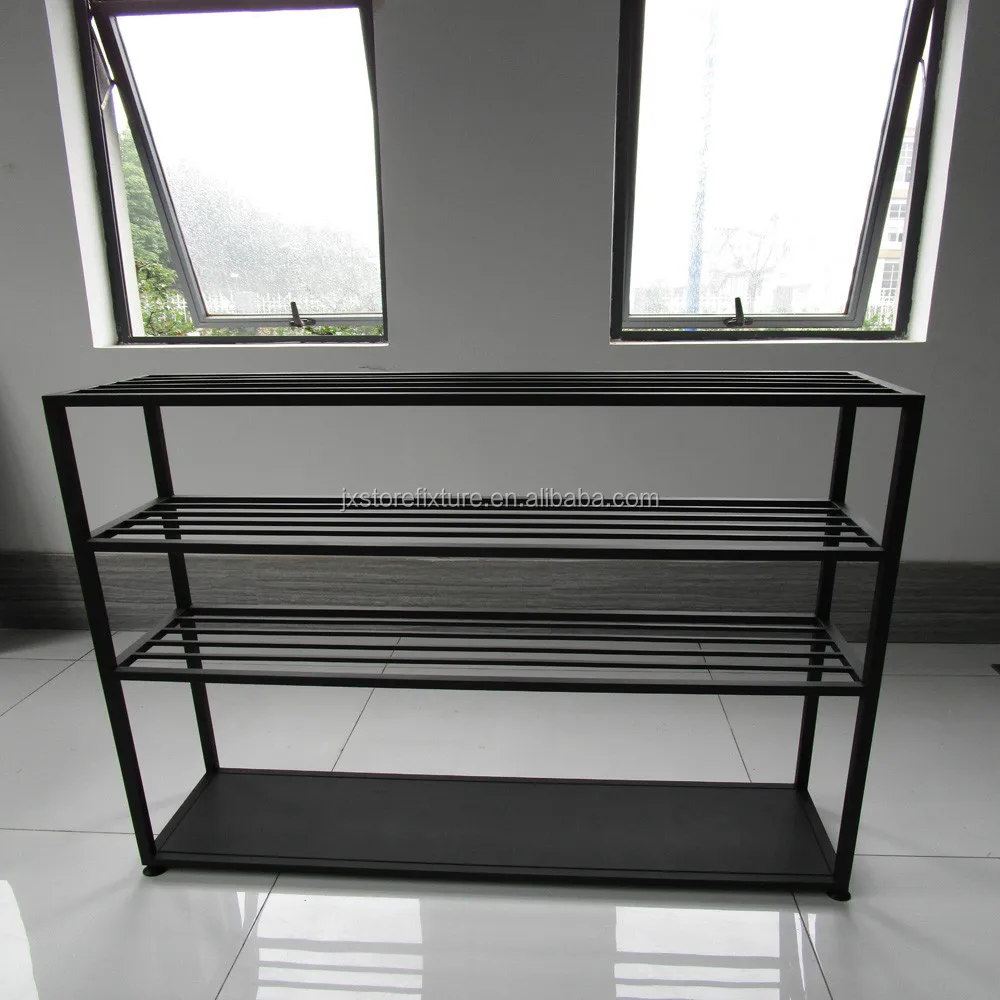 floor standing 4 tier stacking metal shelf 4 tiers display rack