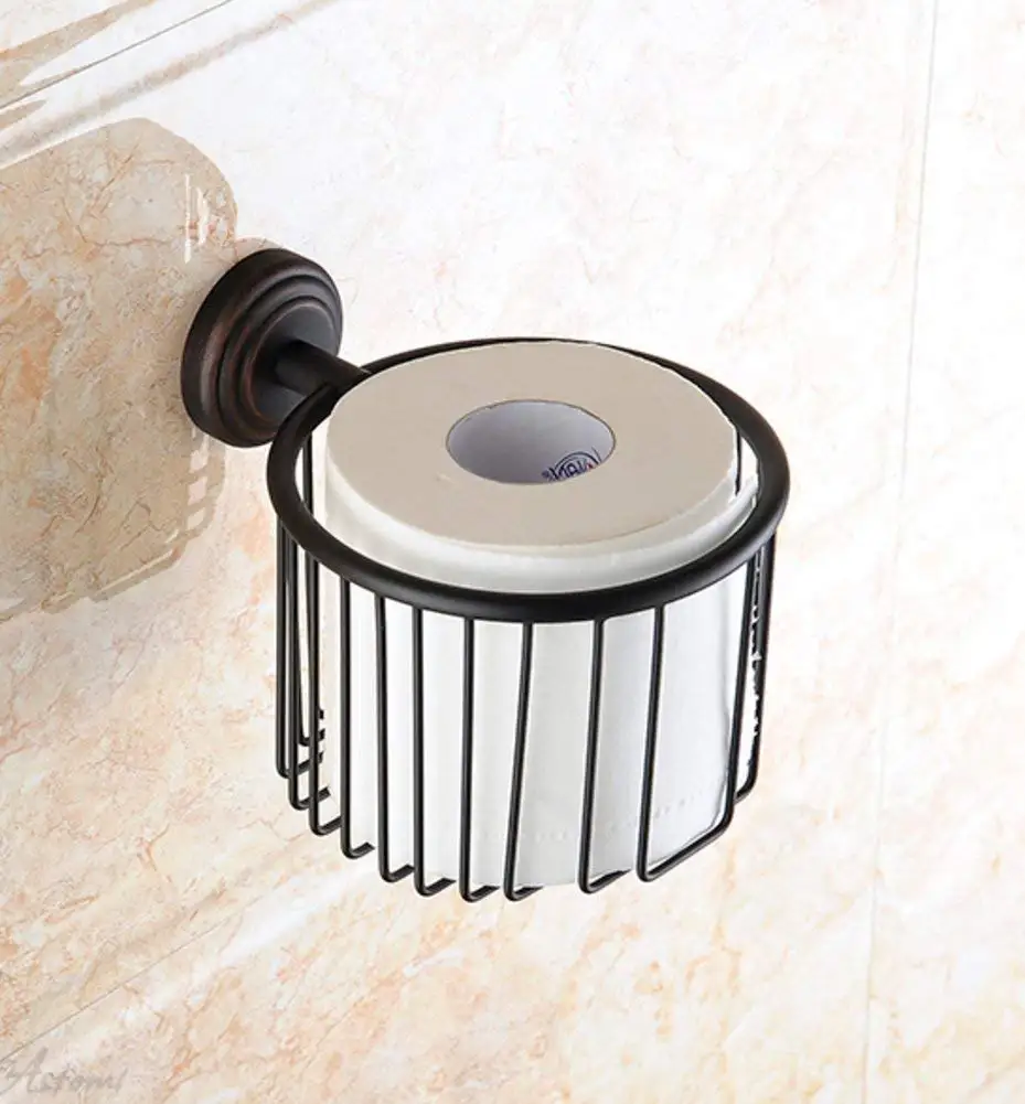 Adhesive Toilet Paper Holder,Paste Toilet Paper Holder,Paper Towel Dispenser Bronze Paper Towel Holder with a modele Antique Toilet Tray Tissue-Paper Basket-B 12x14cm(5x6inch)