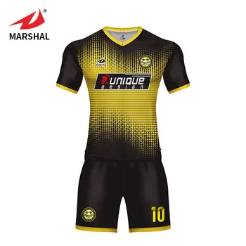 Best Quality Black Yellow Big And Tall Custom Football Kits Striped No ...