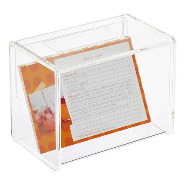 Clear Acrylic Recipe Card Index Card Holder Storage Box For 4 X 6 Card Buy Clear Acrylic