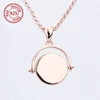 flat spinning disc pendant necklace custom engraved Rotating sterling silver pendant with chain
