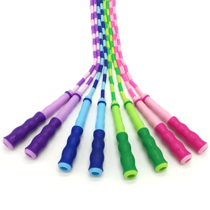 Kids Children Soft Plastic Beaded Segmented Jump Rope Abs Handle Tangle