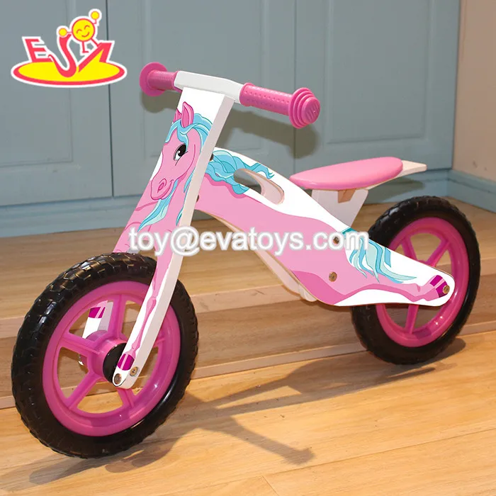 High Quality Girls Pink Wooden Balance Bike For 3 Year Old W16c126