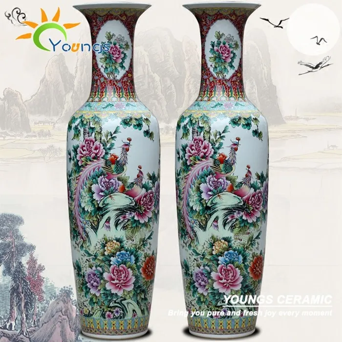 H1.2 M Tall Chinese Luxury Hand Painted Phoenix Porcelain Ceramic Floor
