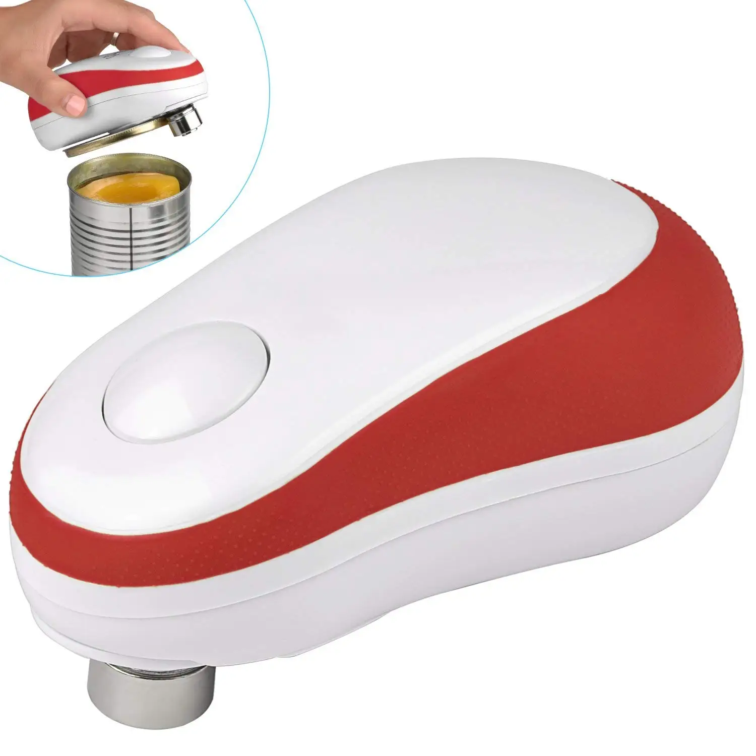 Electric Can Opener, Starew Automatic Can Opener, Restaurant can opener,One Button Start & Auto Stop, Safety Tin Opener with Smooth Edge Left (red)