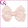 Elegant Satin Ribbon Bows Supplier, 5 inch Twisted Center Knot Three Layers Satin Bows for Hair