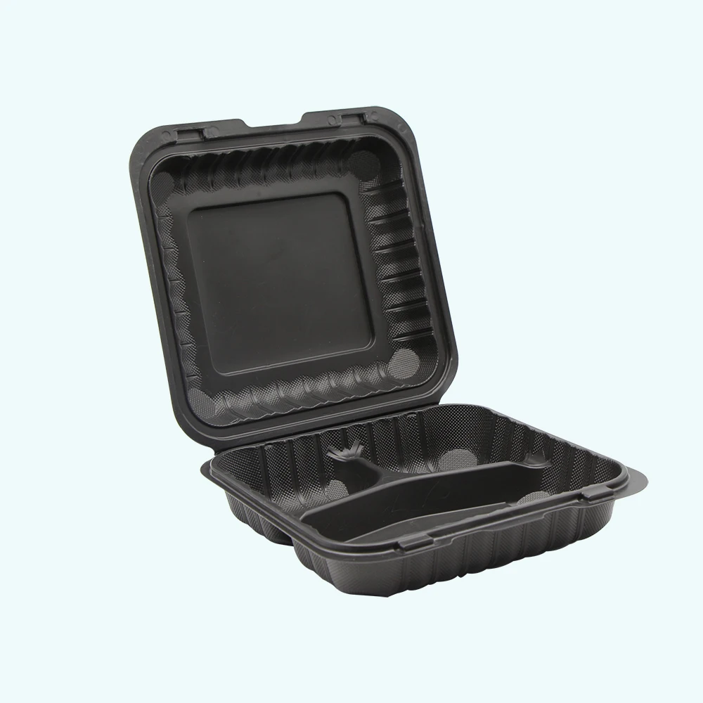 8x8 Inch 3 Compartment Ecofriendly Disposable Hinged Food Containers Black Buy 8x8 Inch