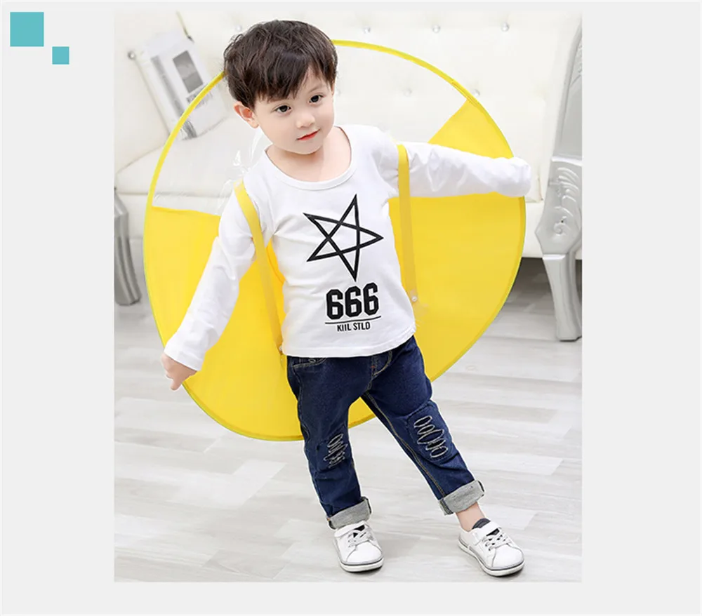 Kids Cute Ufo Rain Coat Children Creative Umbrella Hat Magical Hands Free Raincoat Cute Duck Rain Gear