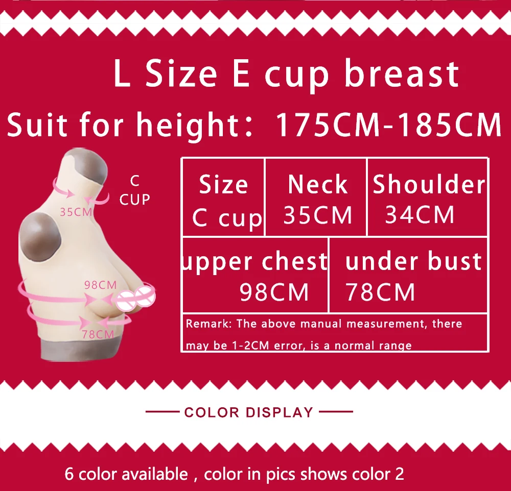 L Size E Cup With Liquid Silicone Filling Chest Prosthesis For