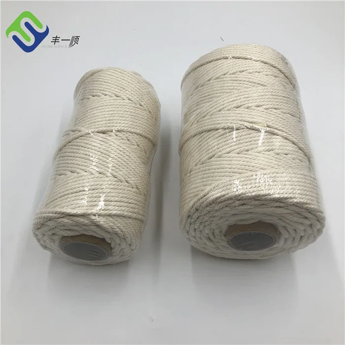 3 Strands Pure Cotton Twisted Macrame Cord/Rope 2mmx200m Hot Sale