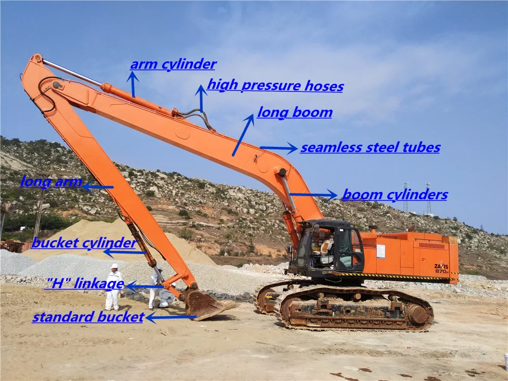 Excavator Long Reach Boom and Arm with 8600mm Long Boom 6800mm Long Arm and 6 Months Warranty for PC200-6/PC200-7/PC200-8
