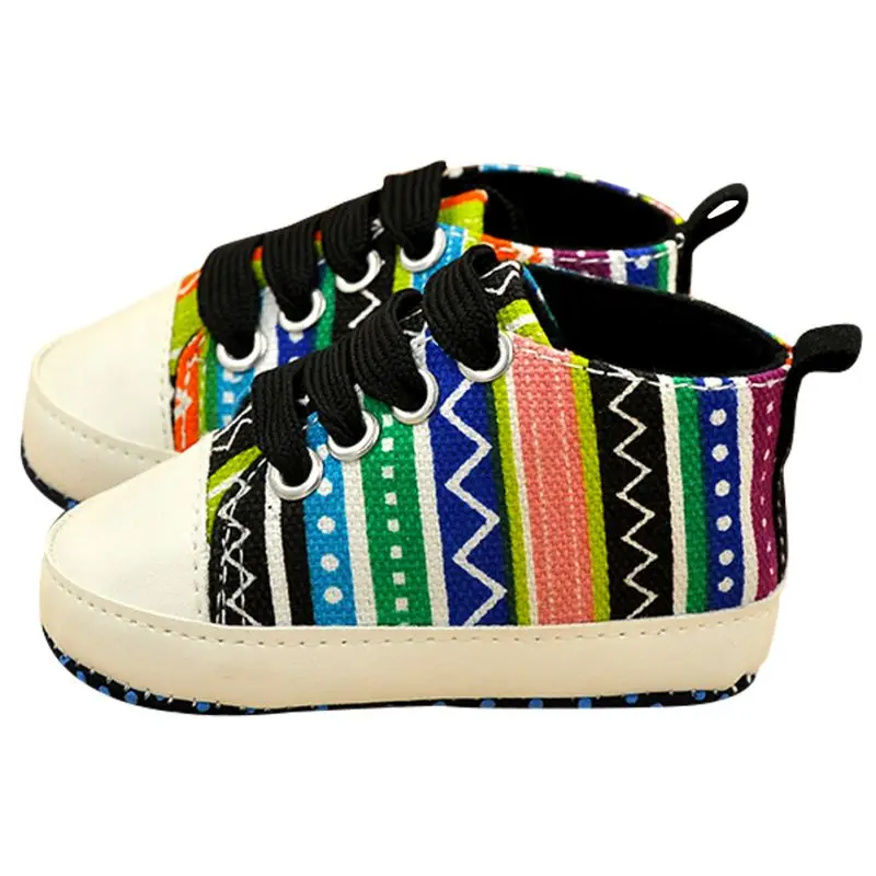 Kids Baby Boy Girl Soft Sole Shoes Cotton Carvan Sneakers Laces Crib Shoes 0 18M New