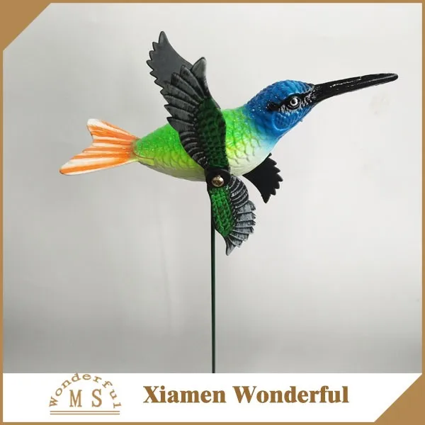 plastic Hummingbird garden stakes ornaments with metal stick outdoor decoration or customized new design for garden decoration