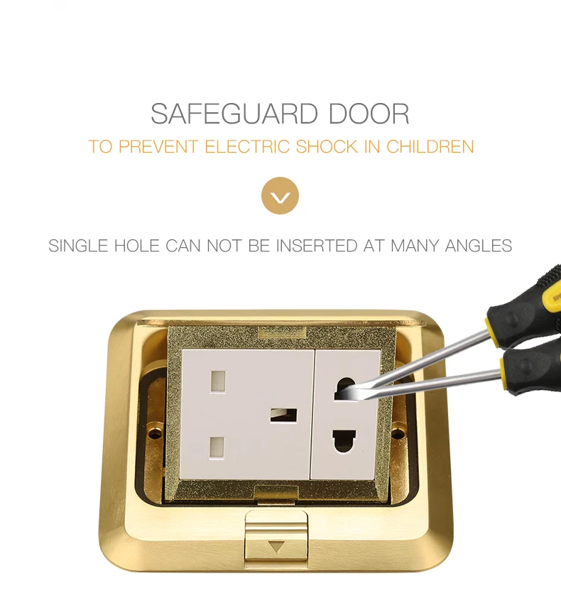 Waterproof Alloy Brass Pop Up Floor Outlet Mounted Universal Socket Box