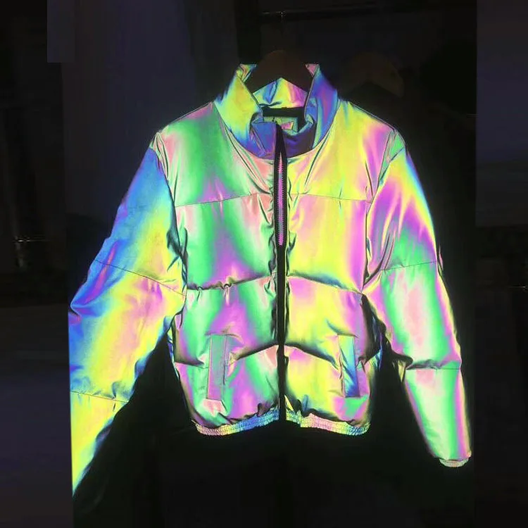 Fashion Short Reflective Down Jacket Men Iridescent Jacket - Buy Iridescent Jacket,Reflective 