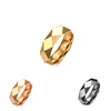 6MM Gold Prismatic Tungsten Carbide Ring Jewelry Personalized Trend IP Plating Men'S Diamond Facets Tungsten Wedding Rings