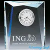 Faceted Crystal Glass Plaque Awards Clock for Office Decoration