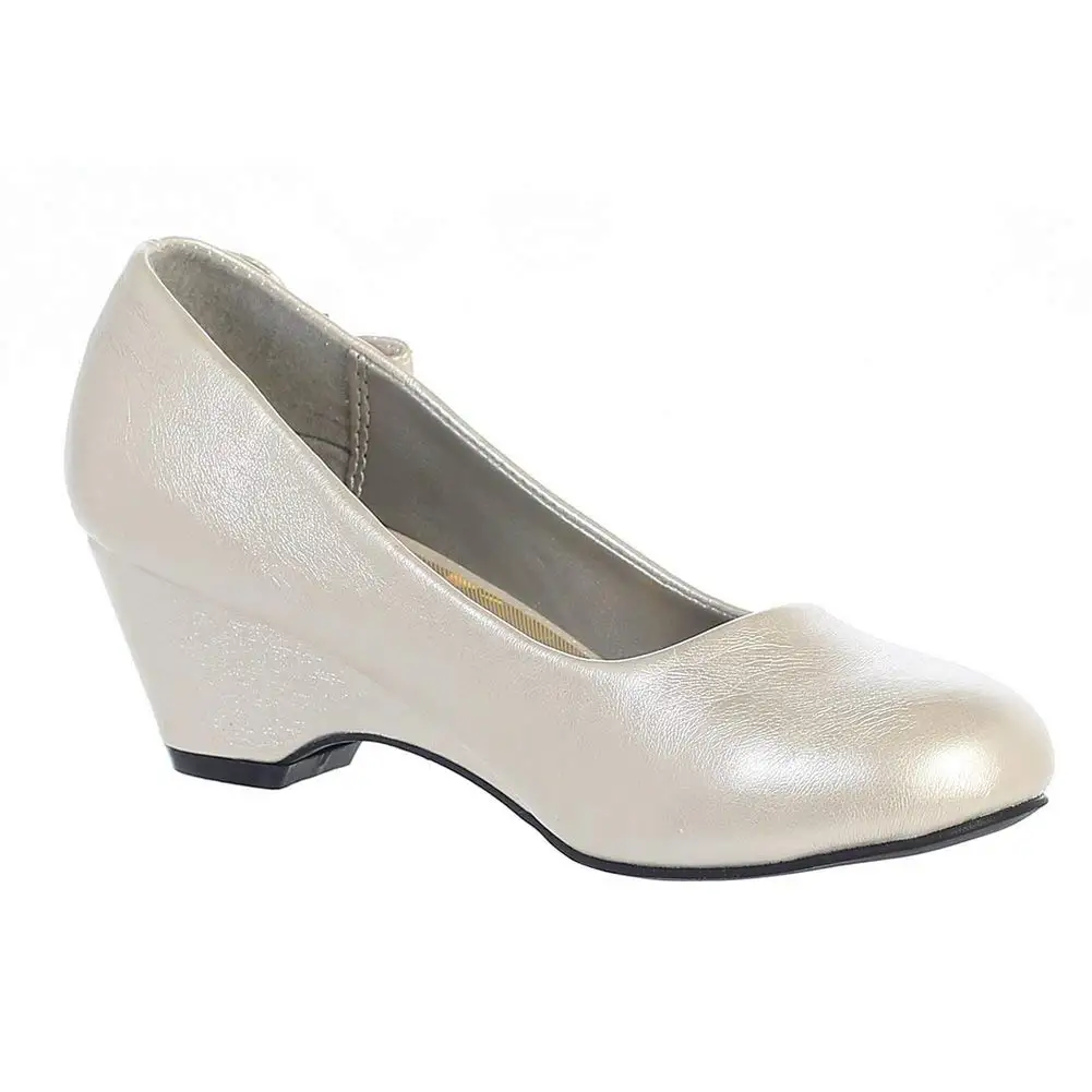 Lito Girls Ivory Bow Gina Special Occasion Dress Wedge Shoes 5-10 Toddler