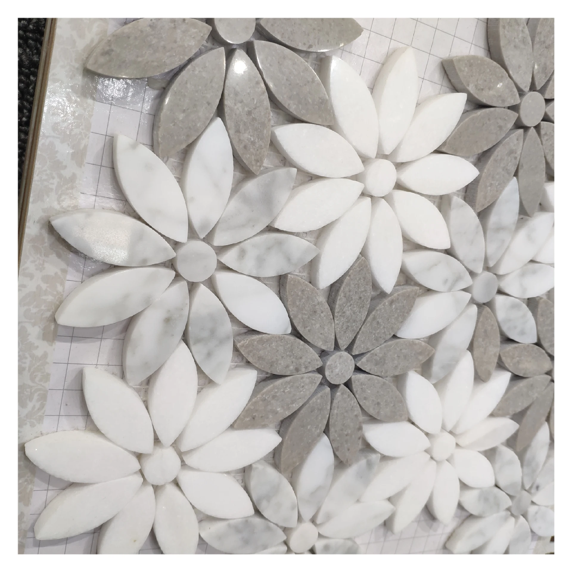 New Design High Quality Color Mixed Flower Marble Waterjet Mosaic For Wall