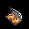 Custom PET 2 holes plastic clear clamshell cake box / cupcake container / bakery boxes for egg tart