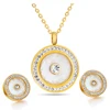 18K Gold Plated Stainless steel Crystal Necklace Earrings Set for women, wedding Jewelry Set