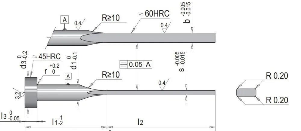 Meusburger Standard Blade Ejector Pin With 4 Chamfer - Buy Ejector Pin ...