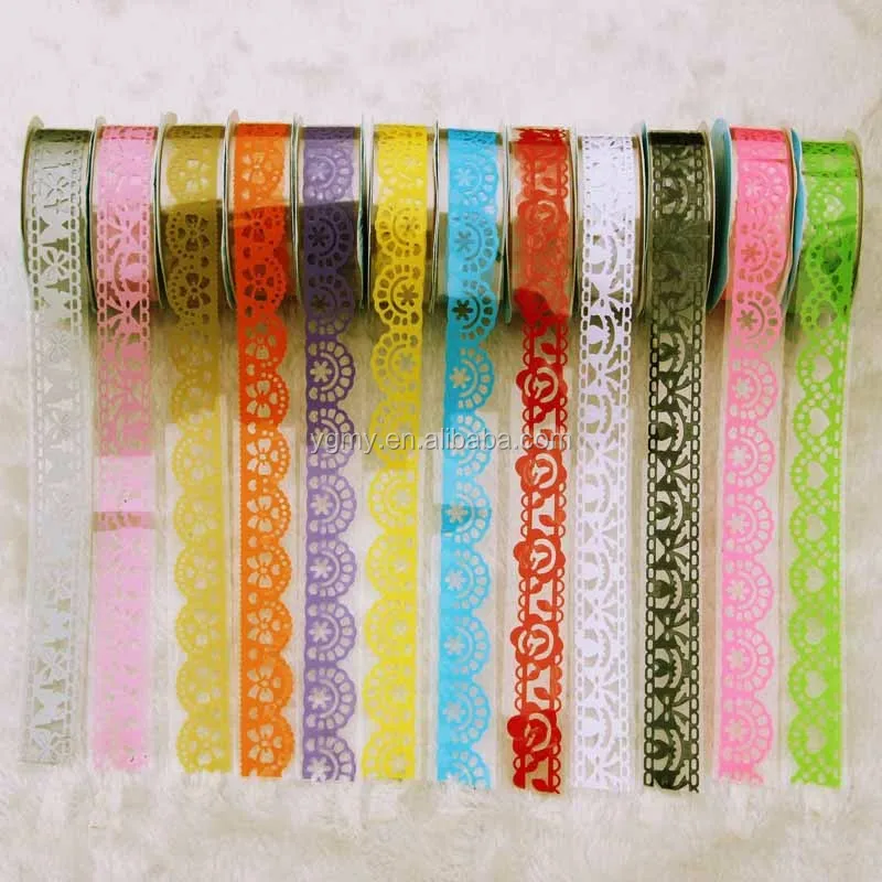 Diy Candy Colors Hot Lace Tape Decoration Roll Decorative Sticky Paper Masking Tape Self