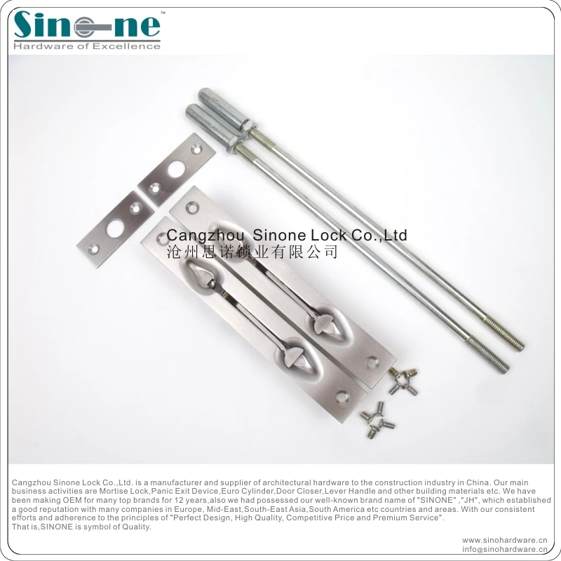 Stainless Steel Door Flush Bolt Concealed Lever Action Latch for Double Doors