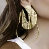 Kaimei accessories new products Europe and American exaggerated women geometric irregular metal alloy leaf earrings