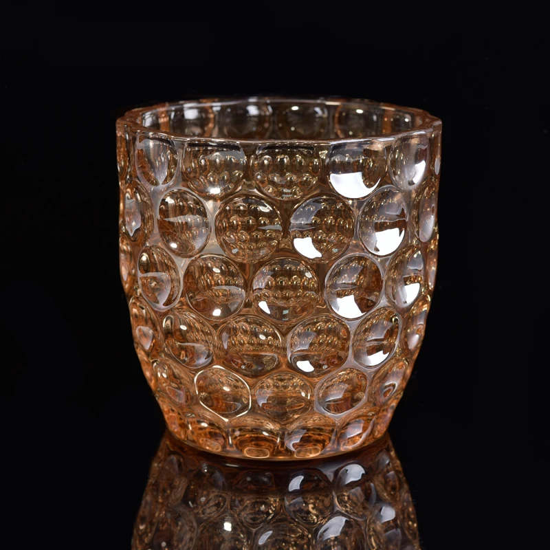 Beaten glass candle holder light brown home decoration wholesale