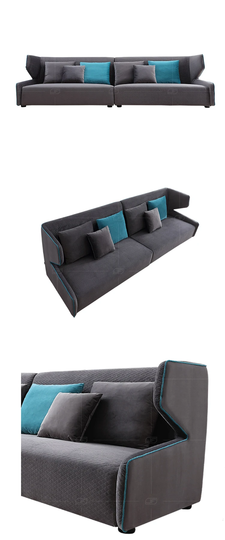 Tapestry fabric velour sectional special sofa with  arm chair furniture for living room fabric sofa