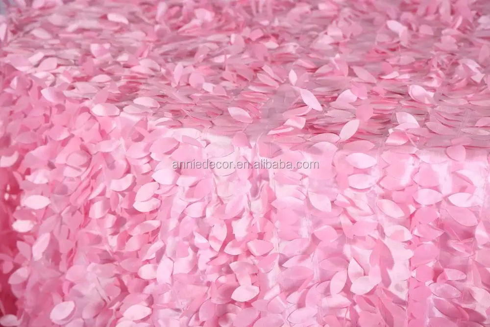New style pink leaf petal taffeta linen tablecloth wedding