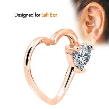 Toposh Body Piercing Clear Heart Cz Right Closure Daith Piercing Cartilage Earring 16 Gauge Heart Tragus Earrings Buy Daith Piercing Heart Daith