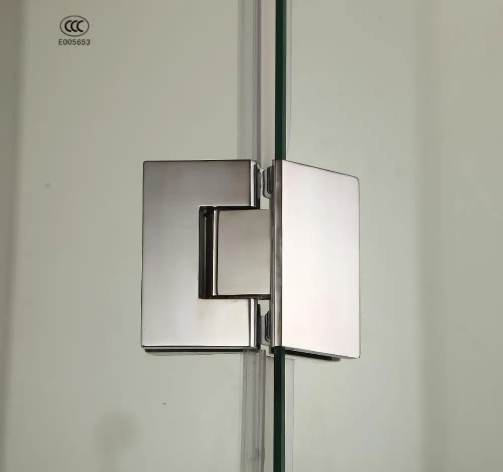 frameless design stainless steel glass hinge two fixed one open door diamond shape shower enclosure