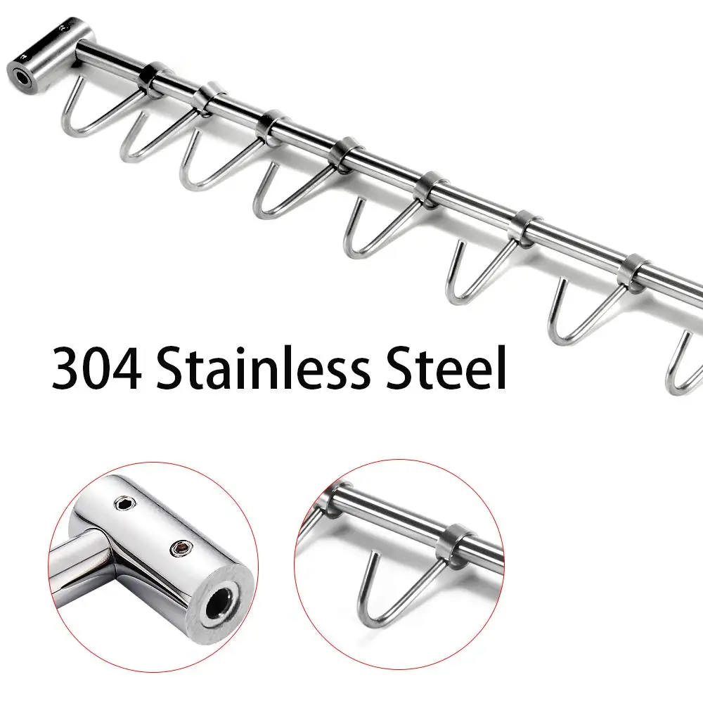 12 Removable Sliding Hooks Sus304 Stainless Steel Kitchen Wall Mounted