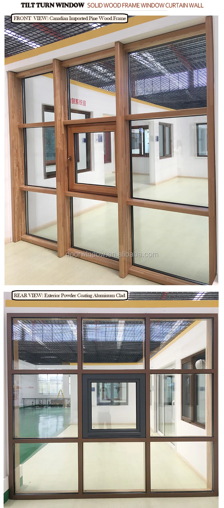 Hot Sale Solid Wood Frame and Aluminium Tilt and Turn Window Come With Double Glazing and Roto Hardware