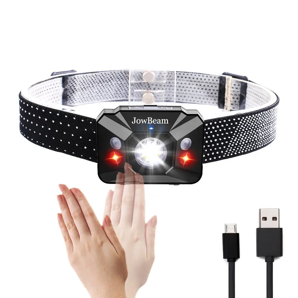 120 Lumens USB Rechargeable HeadLamp Hand Wave Switch On/Off White / Red LED Head Lamp Flashlight 80 meters beam distance Headlight Waterproof W07-GS