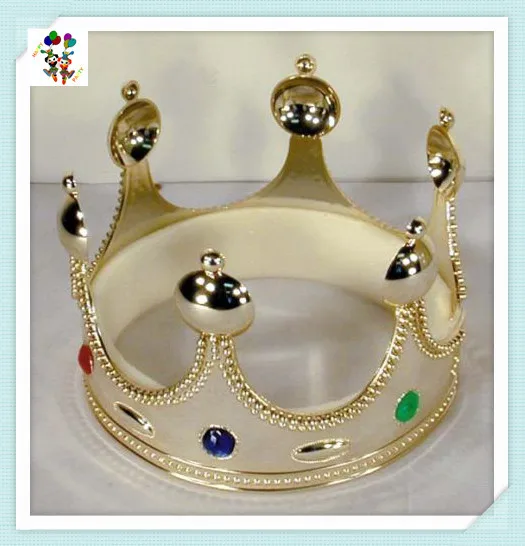 Cheap Plastic Party Fancy Dress Golden King And Queen Crowns Hpc0799