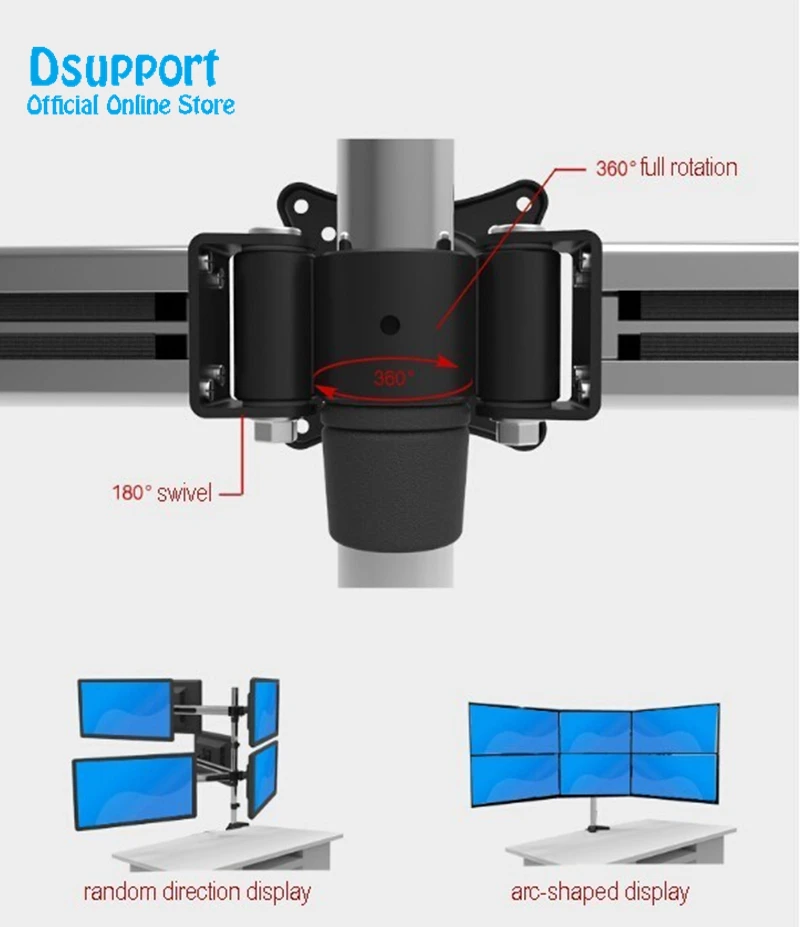 1527" Aluminum Alloy 6 Screen Lcd Tv Mount Free Lifting Sliding Full