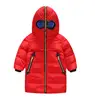 Funny Design Kids Longline Winter Coat With Hood Zipper Glass Front Pullover Snowsuit Children Jacket