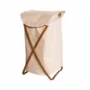 Best Factory Price Bamboo Collapsible Laundry Basket Canvas X storage hamper