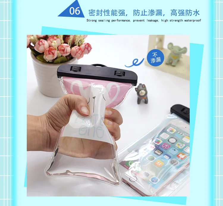 Free sample portable universal transparent waterproof mobile phone bag for iphone