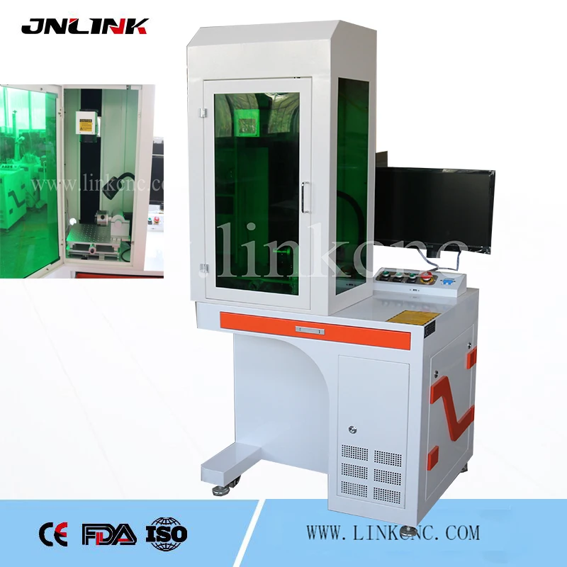 Semi-closed Desktop 20w 30W 50W Metal Label Name Plate fiber laser marking machine
