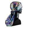 New Arrival Hip Hop Shining Fish Scales Extra Long Wide Straps 360 Waves Silky Durag